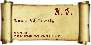 Mancz Vászoly névjegykártya